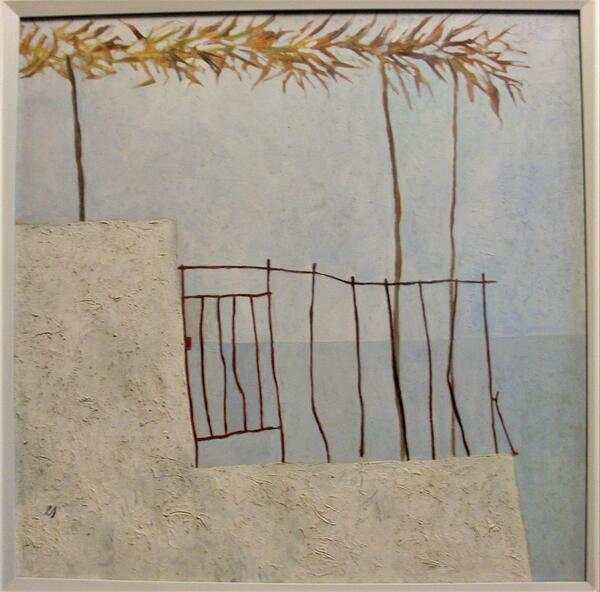 Das Haus des Stierk&auml;mpfers, 1957, Mischtechnik auf Leinwand (90,5 x 90,5 cm)