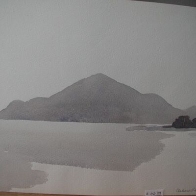 Bild vergrößern: Graue Landschaft am Meer, 1960 Aquarell, 30 x 40 cm