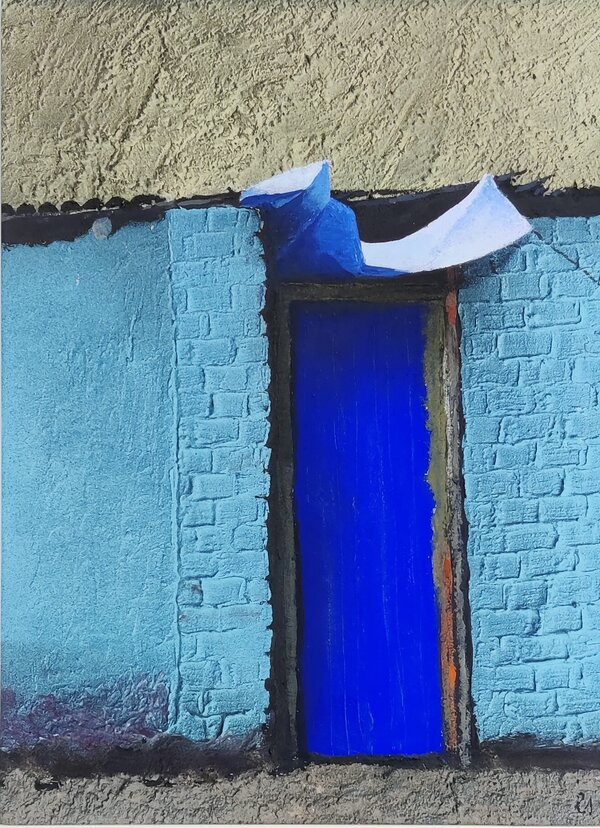 Bild vergr&ouml;&szlig;ern: Die blaue T�r, 1999, Mischtechnikauf Leinwand