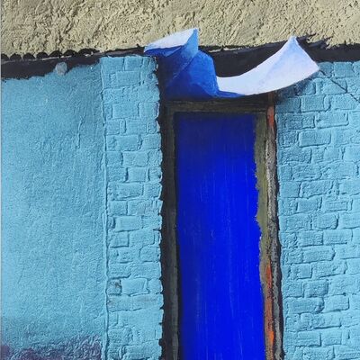 Bild vergr&ouml;&szlig;ern: Die blaue T&uuml;r, 1999, Mischtechnikauf Leinwand