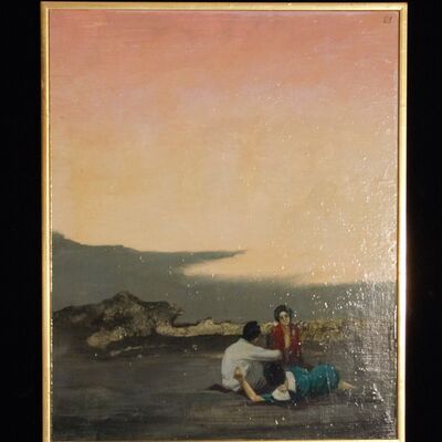 Bild vergr&ouml;&szlig;ern: Ruhe auf der Flucht, 1977, &Ouml;l auf Holz