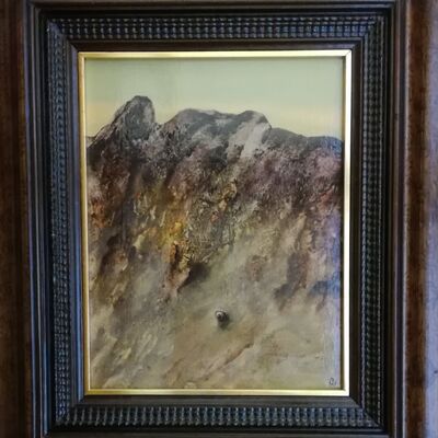 Bild vergr&ouml;&szlig;ern: Landschaft, 1972, &Ouml;l auf Holz